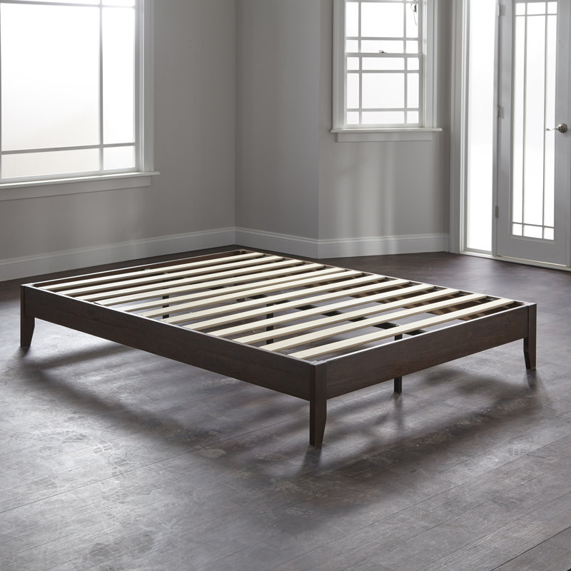 Lit plateforme en bois massif Chipman, Espresso, Grand