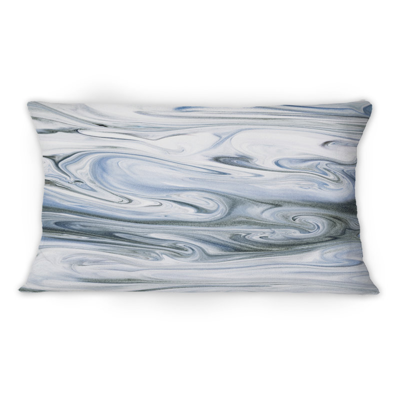 Coussin décoratif en marbre gris, blanc et bleu