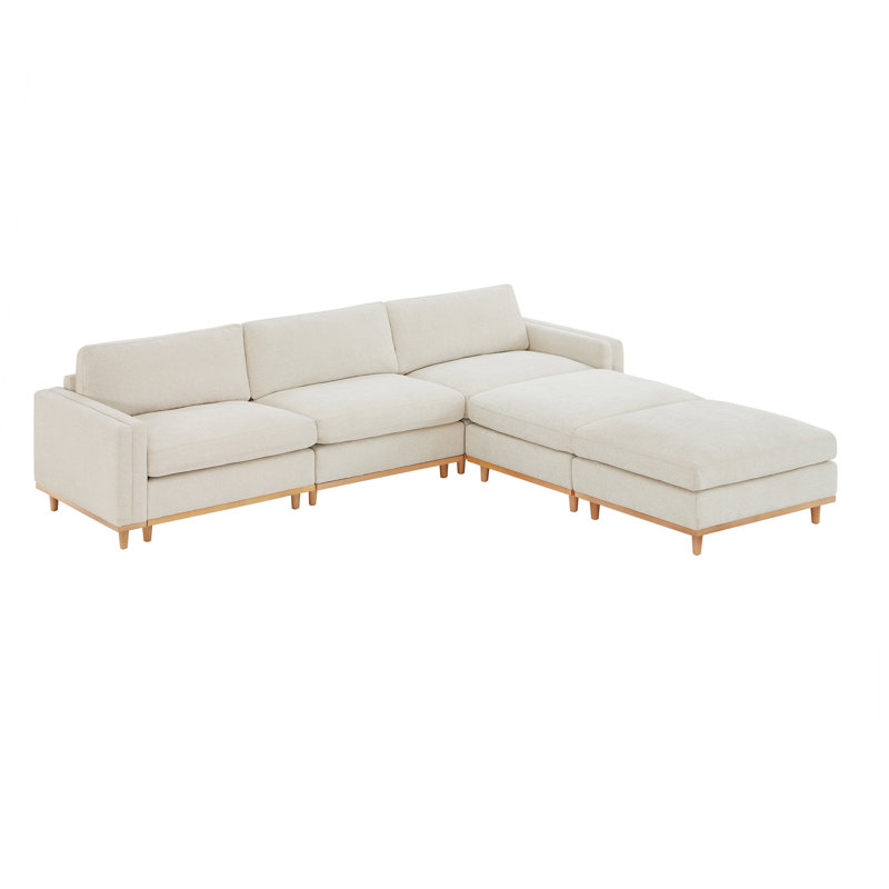 Canapé modulaire surdimensionné de 117 po avec base en bois massif Laima, Polyester de lin