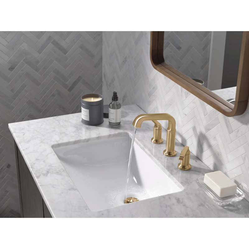 Tetra 3-Hole Widespread Bathroom Faucet, 2-Handle Bathroom Sink Faucet with Drain Assembly, Lumicoat Bronze