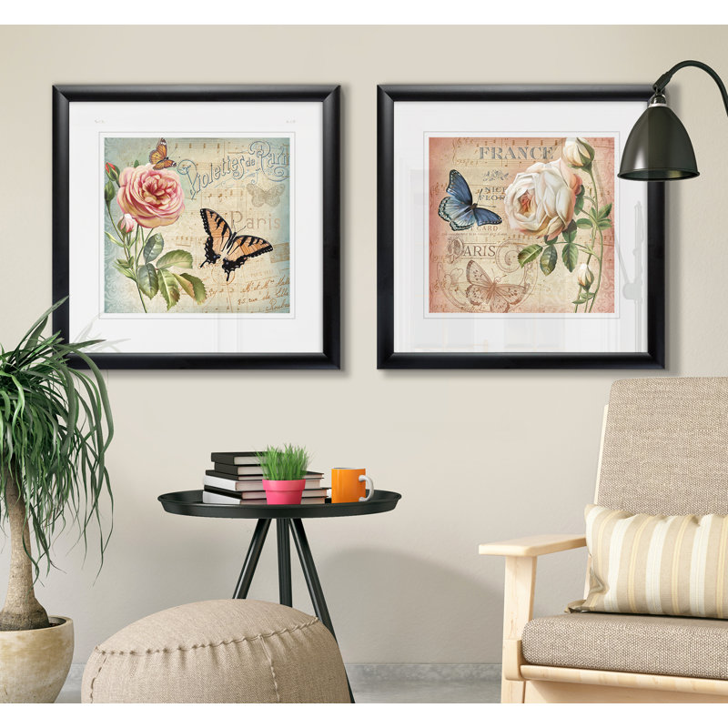 «Springtime In France I», ensemble de 2 reproductions encadrées, Cadre noir