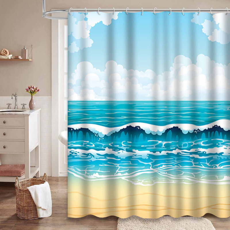 Rideau de douche imperméable à l'eau avec 12 crochets, L 72 po x l 78 po