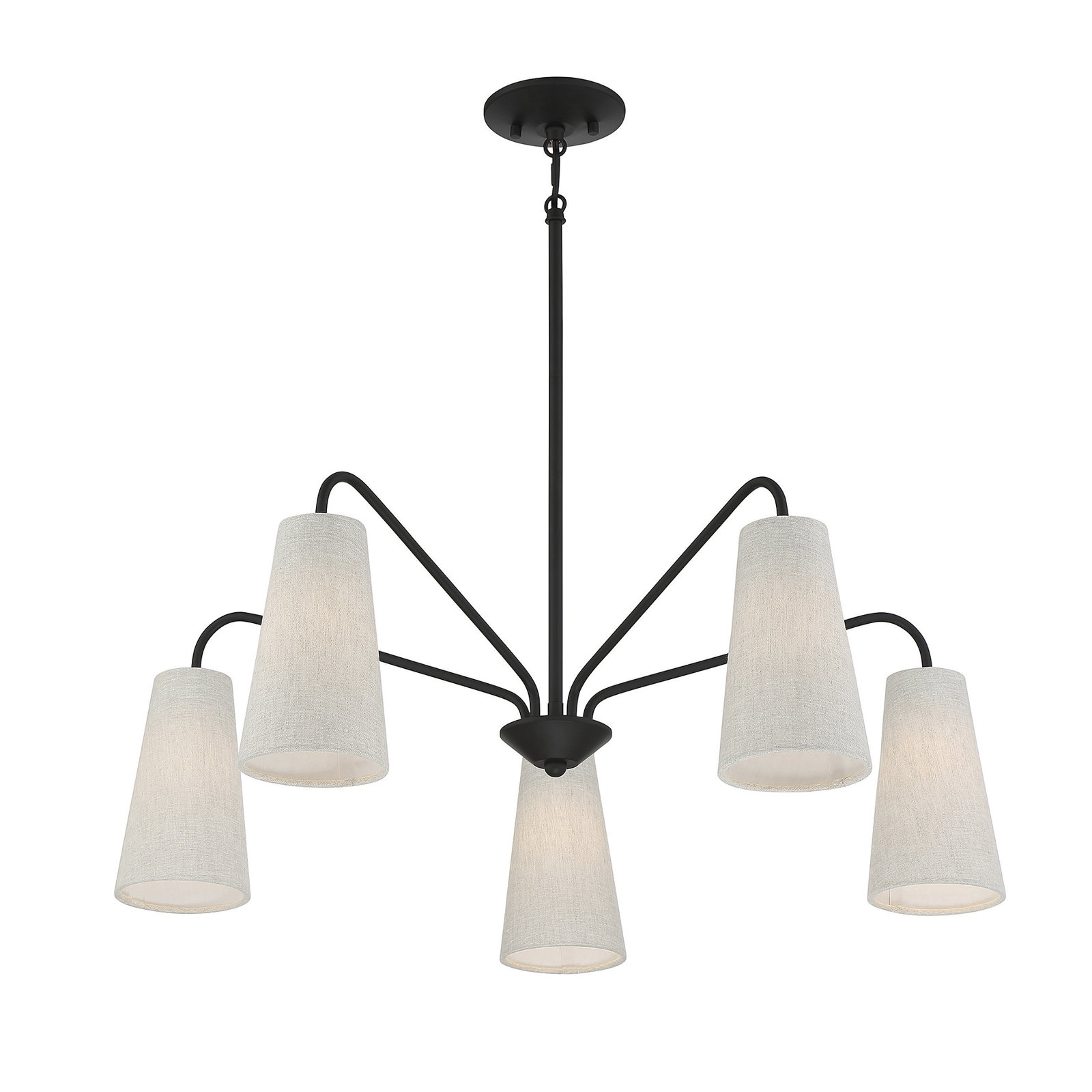 Cher 5 - Light Dimmable Chandelier, Black, Off White/Brown Flecks