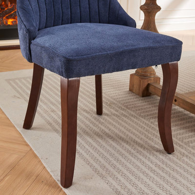 Rayon Cloth Flocking Chenille Dining Chairs Channel Kitchen Dinner Chair Comfy Fabric Upholstered Accent Chair For Dining Room With Golden Plating Legs,Set Of 2, SW1647BK