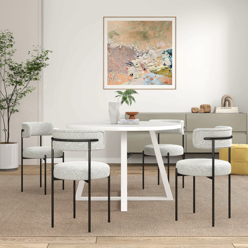 Ensemble de salle à manger 5 pièces avec table à tréteaux et 4 chaises, Gris