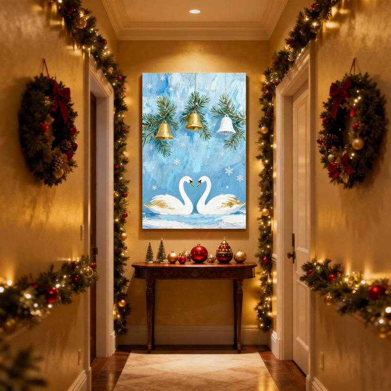 Christmas Swans, H 18 po x l 12 po