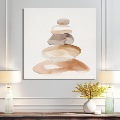 «Abstract Stones In Calm - Spiritual Stone», impression murale en métal d'inspiration mondiale