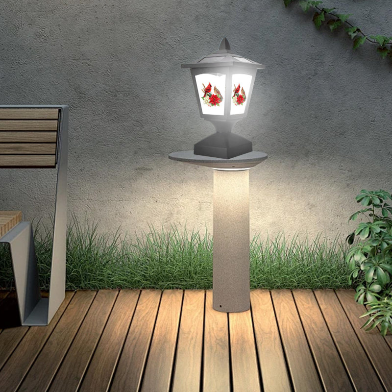 2 Pack Solar Lamp Post Cap Lights Christmas For Pathway Deck(Red Bird)