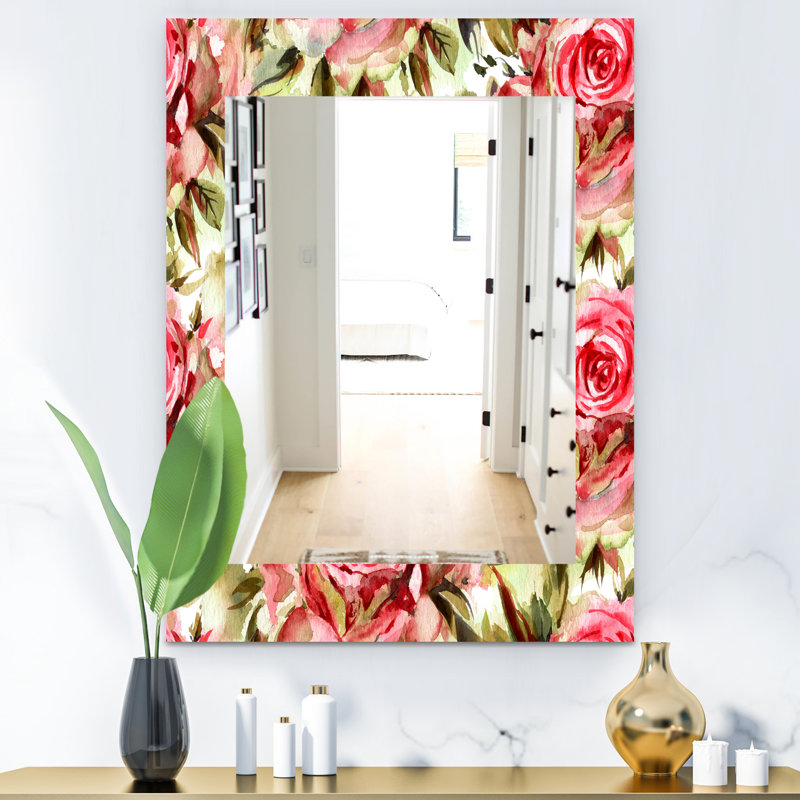 Miroir décoratif traditionnel fleur, H 39,4 po x l 29,5 po
