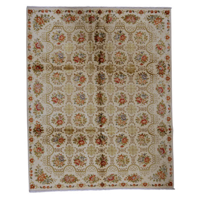 Tapis ivoire noué à la main de haute qualité