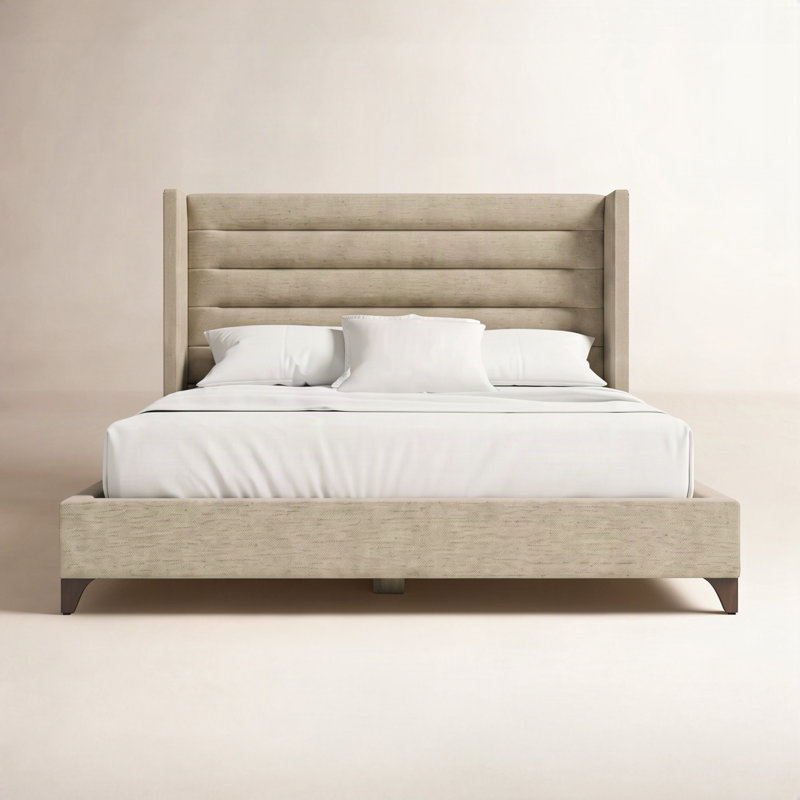 Miliyah Horizontal Channel Upholstered Bed, Flax Revolution®, Queen