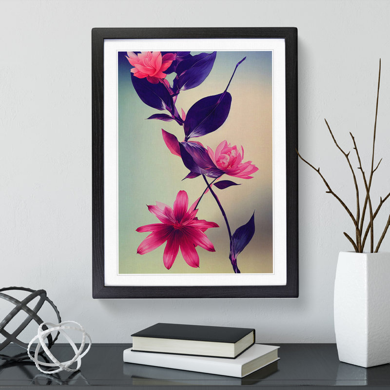 The Mysterious Flowers - Single Picture Frame Painting, Black, 64cm H x 46cm W x 2cm D