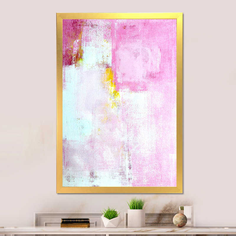«Colorfields in Shades of Pink and White», reproduction de cadre photo sur toile, H 36 po x l 24 po x P 1 po, Cadre doré