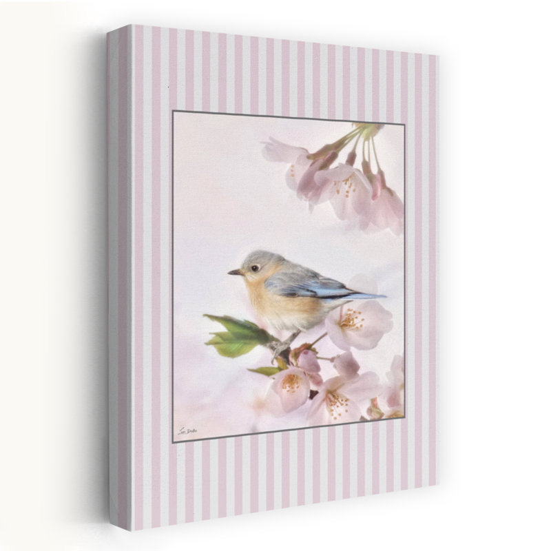 «Blooms And Birds Set I Delicate Serene Contemporary Bluebird Bird Cherry Nature Architecture Art», H 60 po x l 40 po
