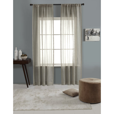 Linen Lurex Decorative Sheer Curtain Panel with Rod Pocket for Living Room, Bedroom