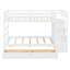 Lit superposé simple au-dessus de simple avec escalier et 2 tiroirs, lit superposé avec rangement pour enfants, blanc-132280944