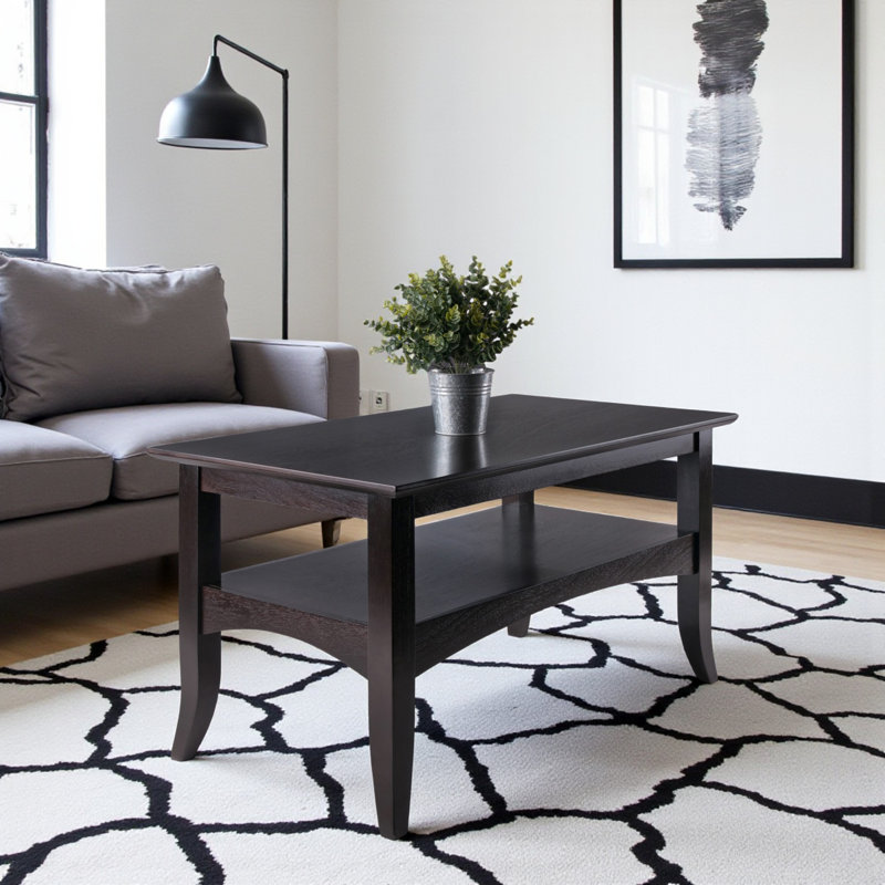Camden Rectangular Coffee Table with Four Legs in Brown Finish, 17.85'' H X 33.5'' W X 18.5'' D