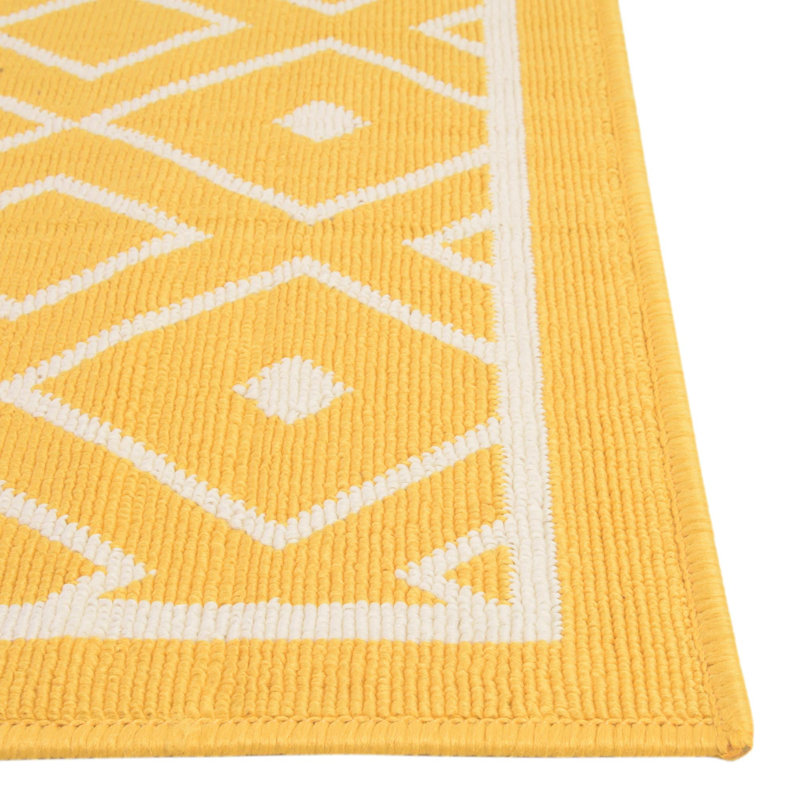 Outdoor Preen Area Rug Mustard Color, Rectangle 6'1" x 9'