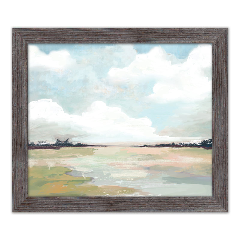Gray Framed Cloud Landscape Painting Print