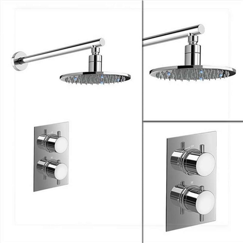 Ensemble de douche thermostatique à DEL Milan pour une expérience luxueuse avec température intelligente, Chrome chrome