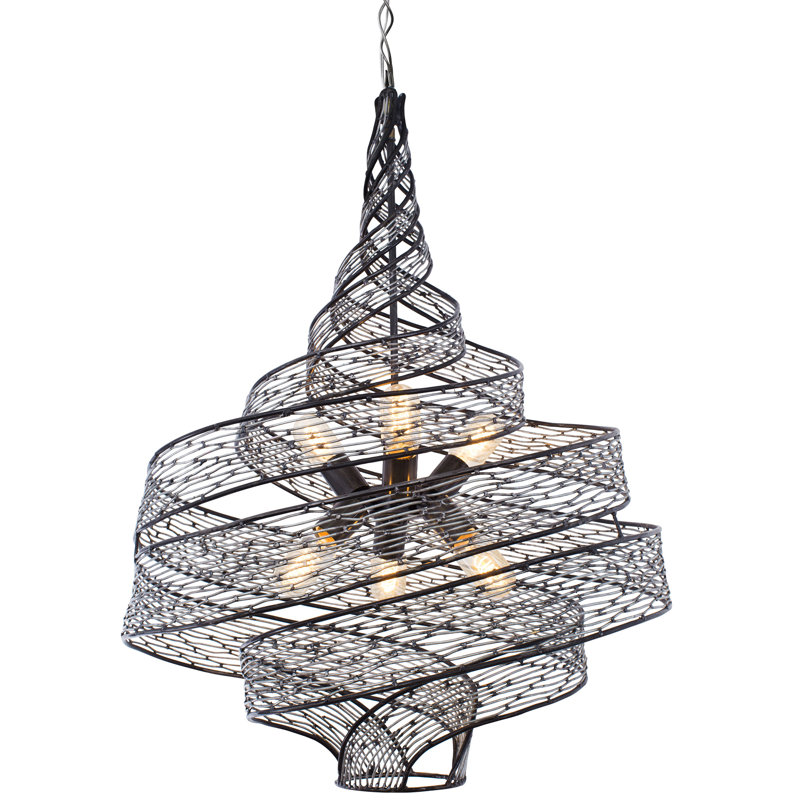 Flow 6-Light Twist Pendant - Steel, Steel, 31.5" H x 26" W x 26" D