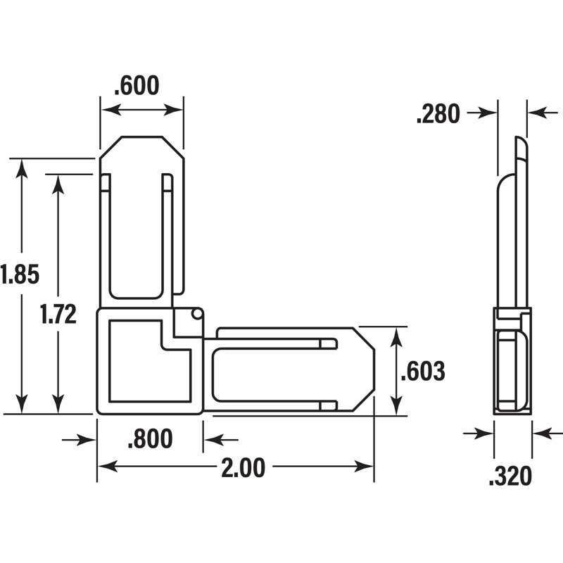 Cadre de moustiquaire d'angle en plastique 5/16 po x 3/4 po