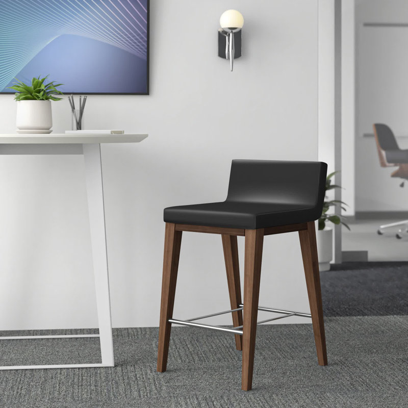Harlowe Upholstered Counter Stool, Grey Faux Leather, Counter Stool (24" Seat Height)