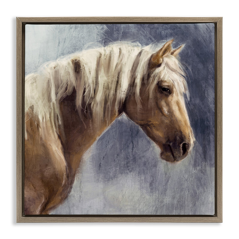«Golden Boy Horse» par Nina Blue, Cadre flottant orme Montalcino, H 25 po x l 25 po