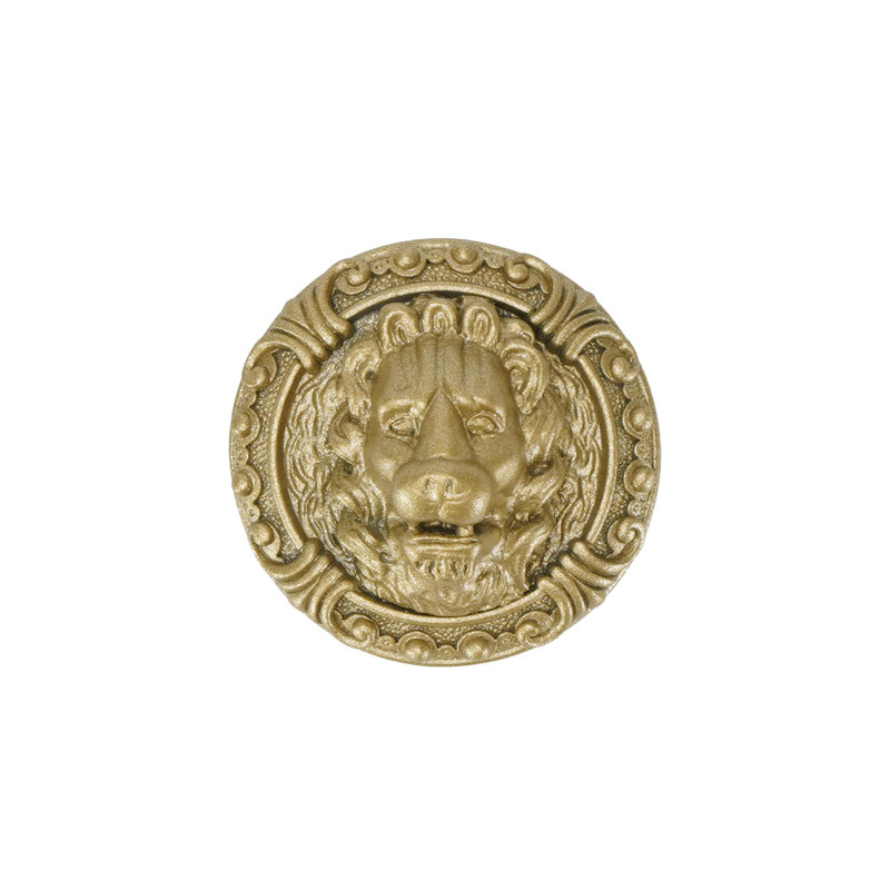 LION IN WINTER KNOB; ANTIQUE NICKEL, Soft Gold