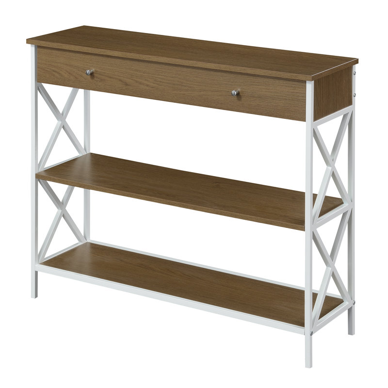 Console noire 39,5 po Adreyan, Plateau en bois flotté / base blanche, H 31,5 po x l 39,5 po x P 12 po