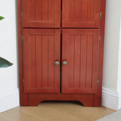 Armoire de rangement pour garde-manger de coin à 4 niveaux de 72 po avec 8 portes de hauteur, armoire de coin et tablettes, bibliothèque maison de campagne pour salle de bain, salon, cuisine