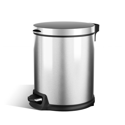 Home Zone Living 1.3 Gallon Bathroom Trash Can with Soft-Close Lid and Compact Stainless Steel Design