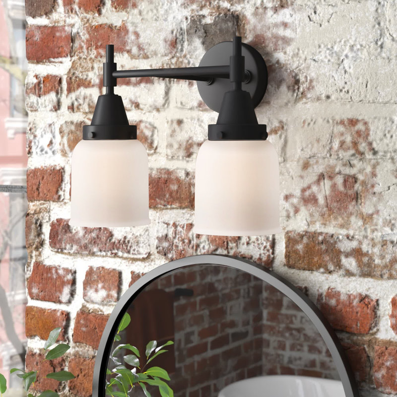 Éclairage pour meuble-lavabo à 2 lumières à intensité variable Gayle, Noir mat, Ampoule DEL rétro 4 watts, Blanc mat