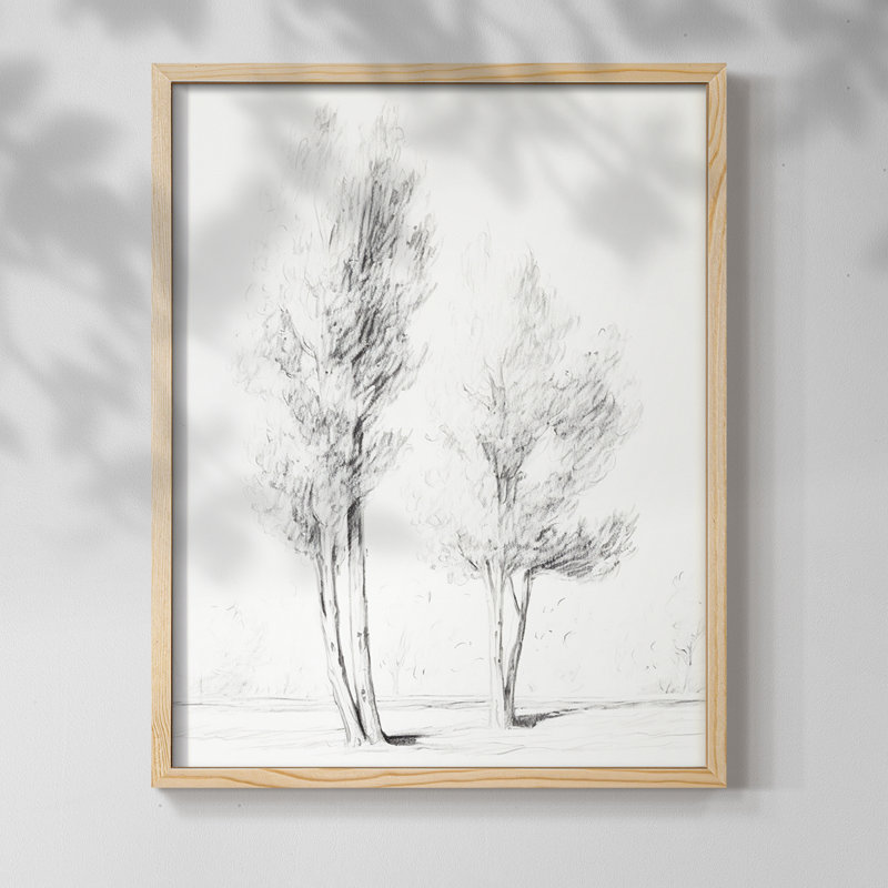 Croquis rétro IV - impression encadrée, H 14 po x l 11 po, Naturel