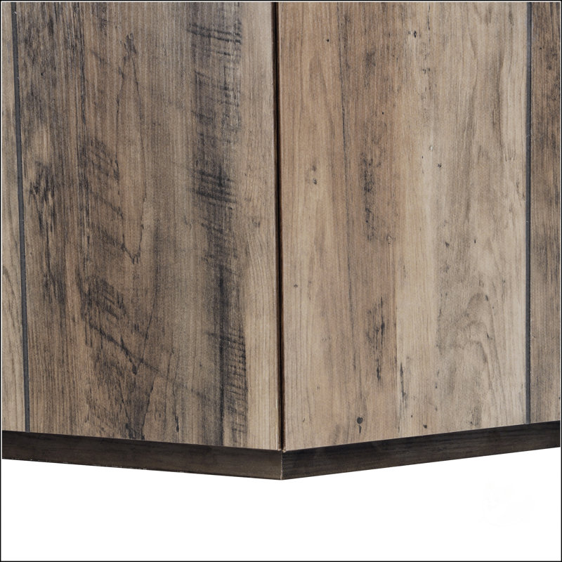 Table basse hexagonale en bois rustique rétro, Noir, Marron clair