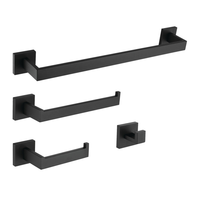 Kingston Brass Lasdun 4-Piece Bathroom Hardware Set, Matte Black