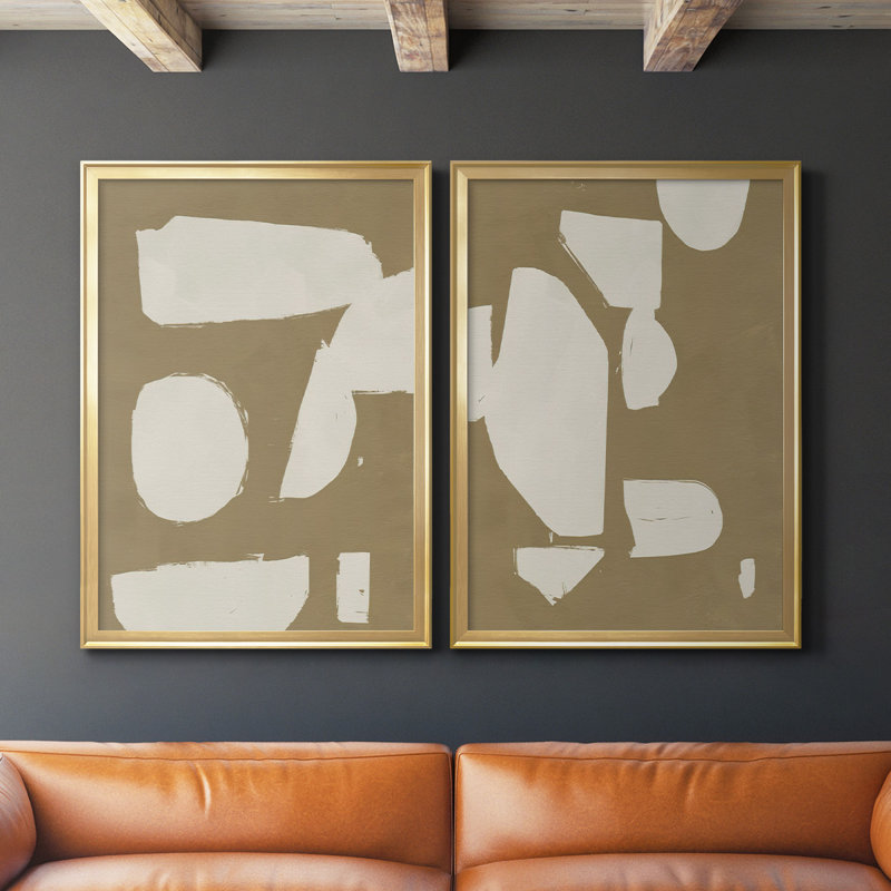 Chunky Abstract I, toile encadrée de qualité supérieure - prête à être accrochée, Or, H 42,5 po x l 61 po
