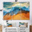 Bleu et orange, vue aérienne rétro de plage I - art mural plage-2092515633-2092515647