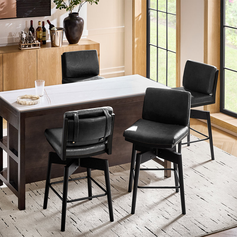 Lafrance Modern Barstool with Adjustable Features, Black, 2