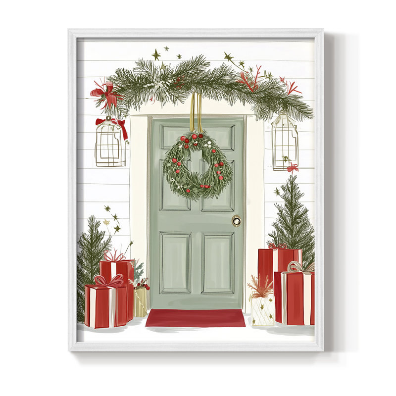 «Christmas Holiday Art CCLXII», reproduction d'art encadrée - bois massif, H 11 po x l 9 po, Blanc