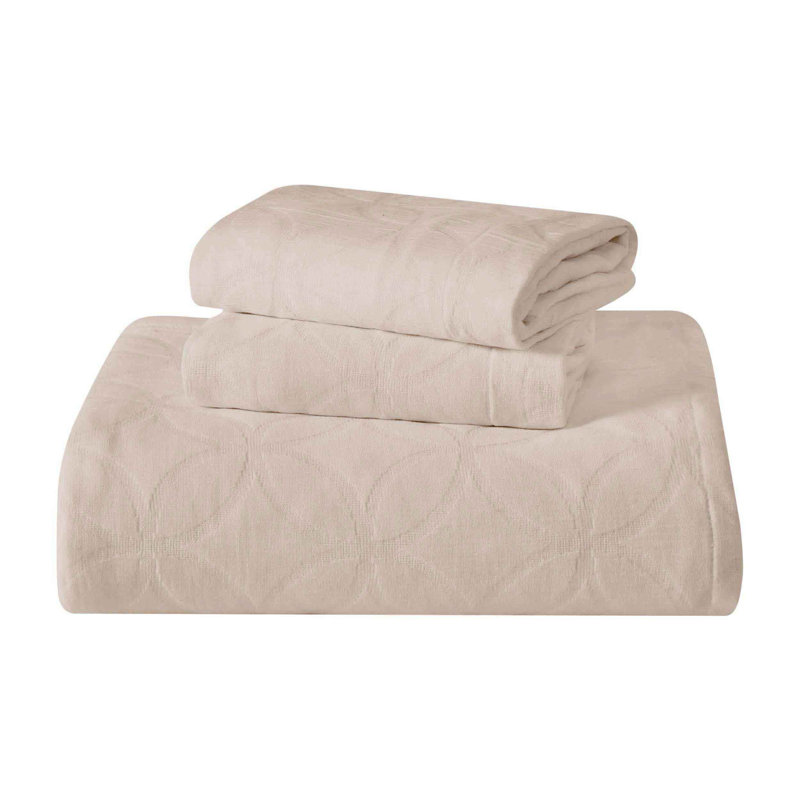 Ensemble de couvre-lit matelassé en coton The Blue Nile Mills, Couvre-lit de très grande taille et 2 taies déco, Crème, crème
