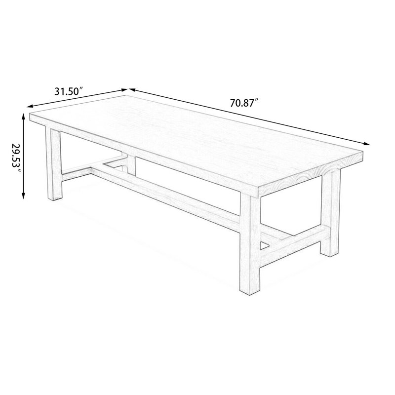 Brown Rectangular Solid Wood desk, 29.6" H x 70.9" W x 31.5" D
