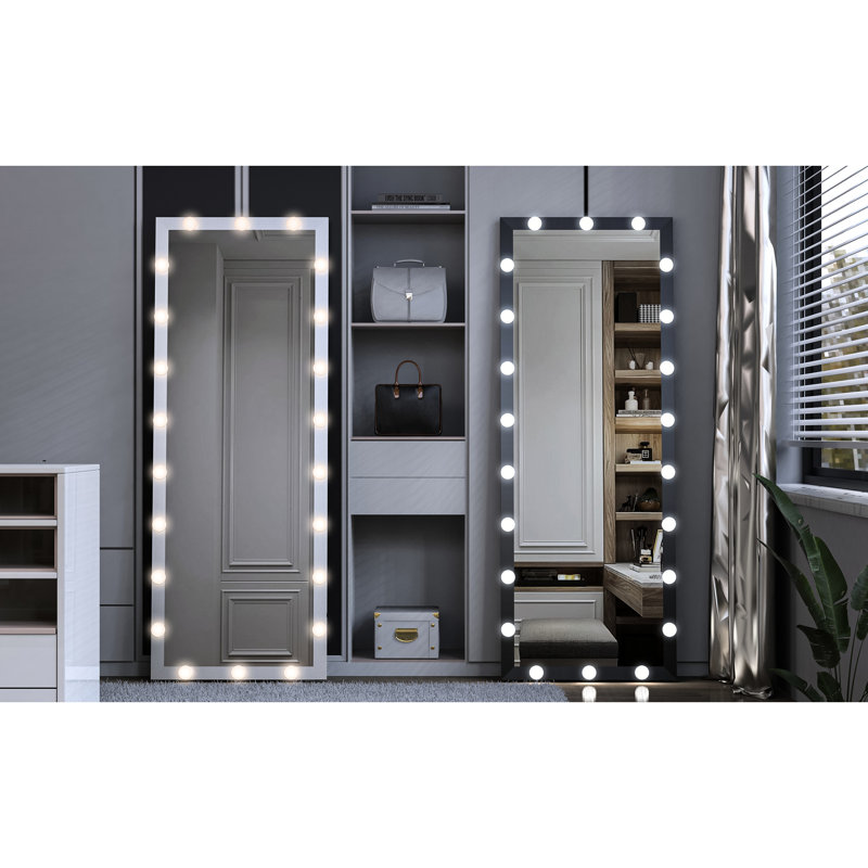 Miroir de salle de bain avec éclairage intégré : 160 x 61 cm, argenté, 3 modes et intensités, cadre en aluminium, fixation murale ou sur pied, pour chambre ou salle de bain.