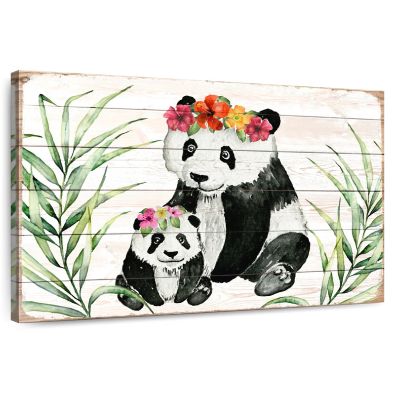 Couronne florale Brampt Pandas, H 32 po x l 48 po