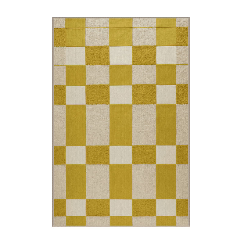 Machine Washable Checkered Brown Area Rug, Rectangle 2' x 3'