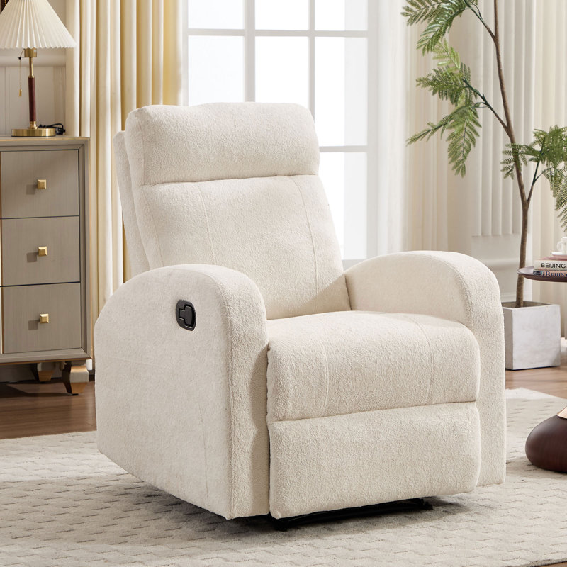 Fauteuil inclinable contemporain rembourré de 30,3 po de largeur, Beige