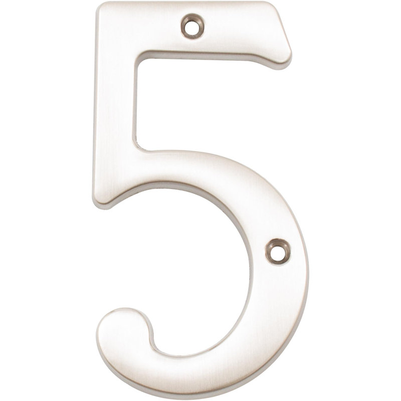 Numéro de maison en métal 4 po, 5, Nickel satiné