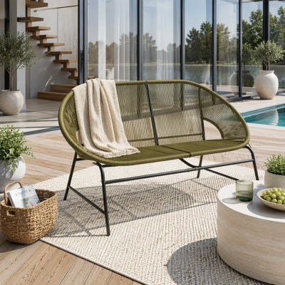 OUTDOOR PATIO WICKER LOVE SEAT