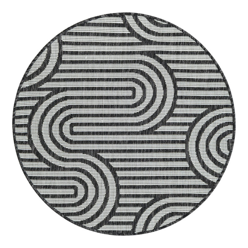 Geometric Indoor / Outdoor Rug, Round 3'3"
