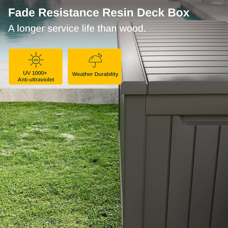 Gray 230 Gallon Lockable Weather-Resistant Plastic Deck Box